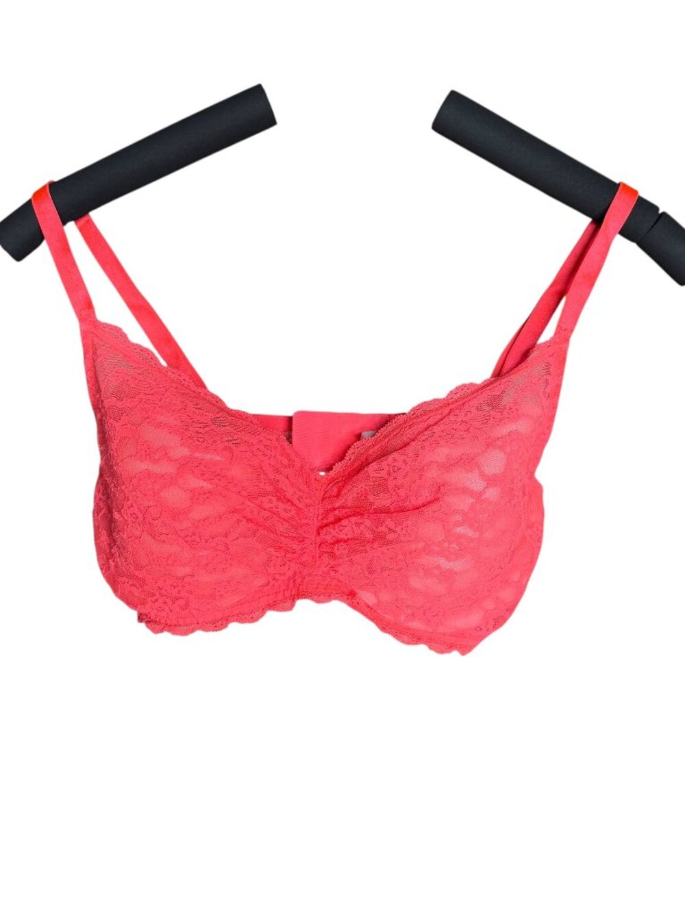 Victoria's Secret bright orange lace cover bra lined demi 34d